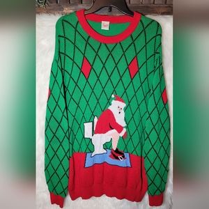 Santa on the Toilet- Funny Ugly Christmas Sweater